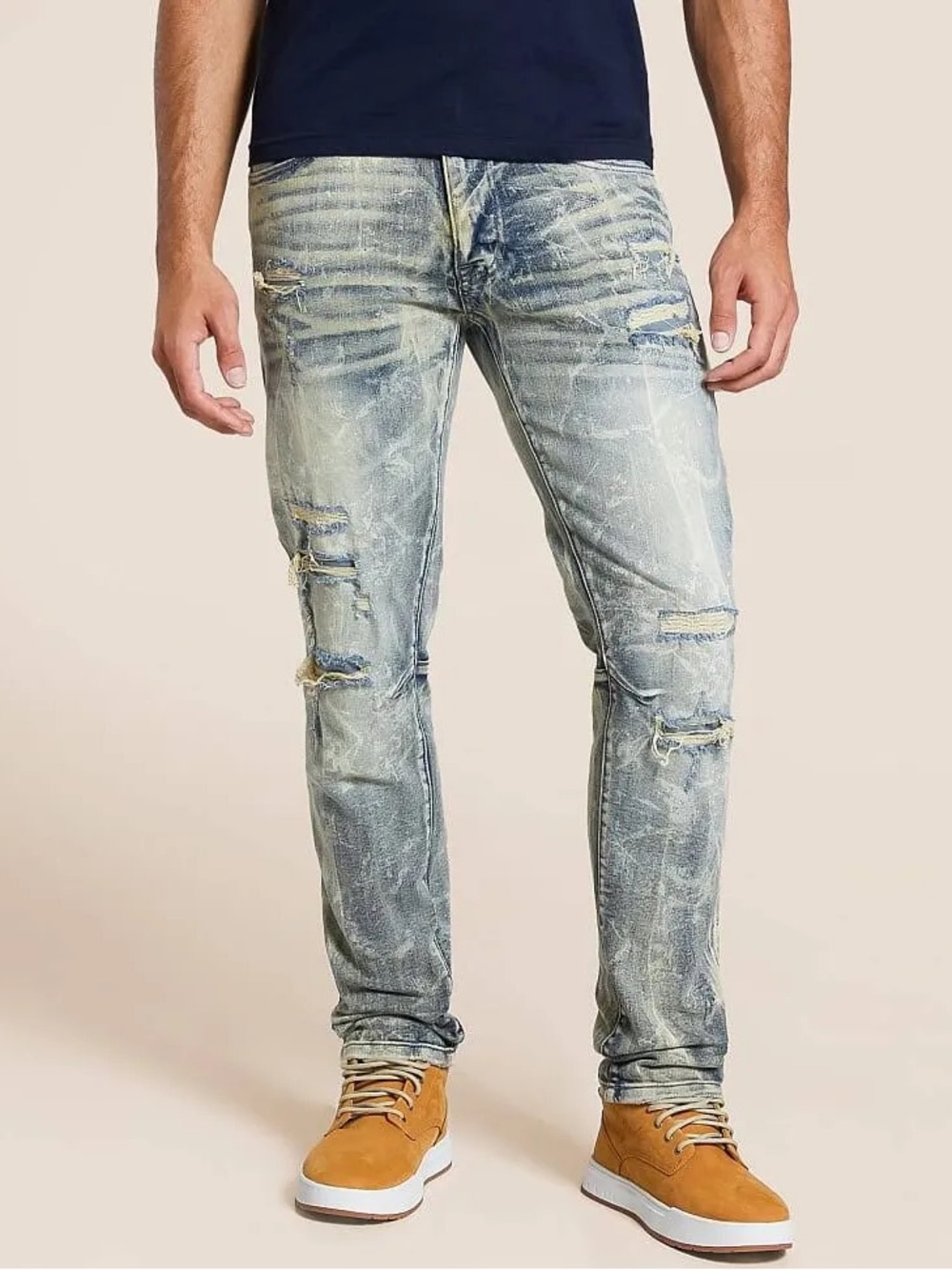 Buckle Smoking Rise Stretch Straight Slim Jeans - Men
